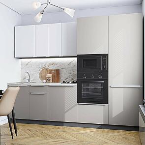 Модульный кухонный гарнитур Фьюжн-07 Silky White, Clay Silk/Graphite 2140x2700x600