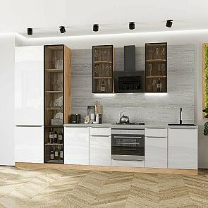 Модульный кухонный гарнитур Фьюжн-08 Angel/Дуб Вотан 2340x3400x600