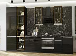 Модульный кухонный гарнитур Фьюжн-08 Anthracite/Graphite 2340x3400x600 Полки стекло