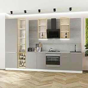 Модульный кухонный гарнитур Фьюжн-08 Clay Silk/Белый 2340x3400x600