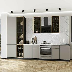 Модульный кухонный гарнитур Фьюжн-08 Clay Silk/Graphite 2340x3400x600