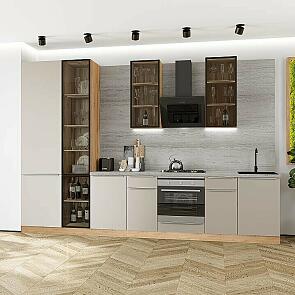 Модульный кухонный гарнитур Фьюжн-08 Cream Silk/Дуб Вотан 2340x3400x600