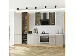 Модульный кухонный гарнитур Фьюжн-08 Cream Silk/Дуб Вотан 2340x3400x600 Полки стекло