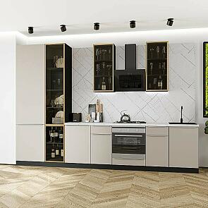 Модульный кухонный гарнитур Фьюжн-08 Cream Silk/Graphite 2340x3400x600