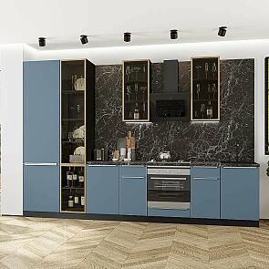Модульный кухонный гарнитур Фьюжн-08 Silky Blue/Graphite 2340x3400x600
