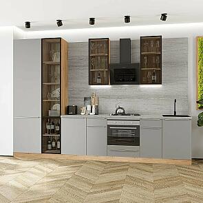 Модульный кухонный гарнитур Фьюжн-08 Silky Light Grey/Дуб Вотан 2340x3400x600