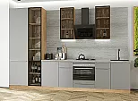 Модульный кухонный гарнитур Фьюжн-08 Silky Light Grey/Дуб Вотан 2340x3400x600