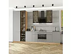 Модульный кухонный гарнитур Фьюжн-08 Silky Light Grey/Дуб Вотан 2340x3400x600 Полки стекло