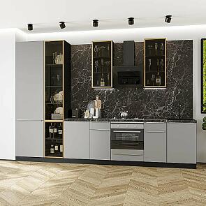 Модульный кухонный гарнитур Фьюжн-08 Silky Light Grey/Graphite 2340x3400x600