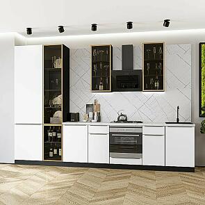 Модульный кухонный гарнитур Фьюжн-08 Silky White/Graphite 2340x3400x600