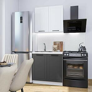 Модульный кухонный гарнитур Глетчер-05 Айленд Силк, Маренго Силк/Белый 2140x800x600