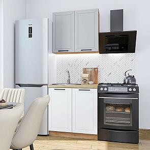 Модульный кухонный гарнитур Глетчер-05 Гейнсборо Силк, Айленд Силк/Дуб Вотан 2140x800x600