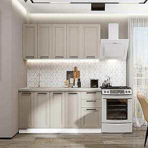 Модульный кухонный гарнитур Нео-01 Clay Silk/Белый 2140x1600x600