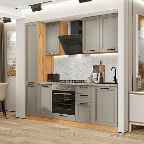 Модульный кухонный гарнитур Нео-02 Clay Silk/Дуб Вотан 2140x2300x600