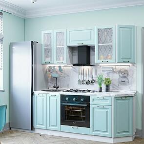 Модульный кухонный гарнитур Ницца-01 Голубой/Белый 2140x1900x600