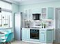 Модульный кухонный гарнитур Ницца-01 Голубой/Белый 2140x1900x600