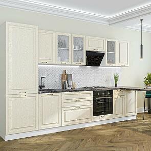 Модульный кухонный гарнитур Ницца-02 Дуб крем/Белый 2140x3300x600