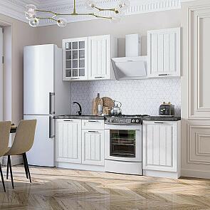 Модульный кухонный гарнитур Прага-04 Белое дерево/Белый 2140x1400x600