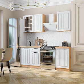 Модульный кухонный гарнитур Прага-04 Белое дерево/Дуб Вотан 2140x1400x600