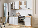 Модульный кухонный гарнитур Прага-04 Белое дерево/Дуб Вотан 2140x1400x600