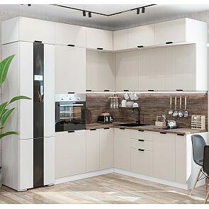 Модульный кухонный гарнитур Евро Лайн-04 Агат/Белый 2500x2400/1890x600