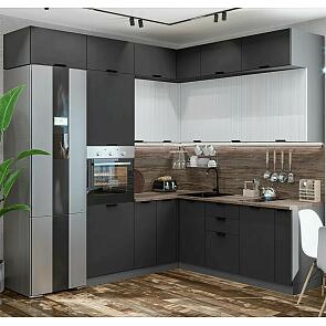 Модульный кухонный гарнитур Евро Лайн-04 Белый/Graphite 2500x2400/1890x600