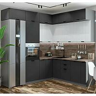 Модульный кухонный гарнитур Евро Лайн-04 Белый/Graphite 2500x2400/1890x600
