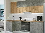 Модульный кухонный гарнитур Флэт-04 Temple Stone 2S, Wotan Oak 2S/Белый 2340x1000/2500x600