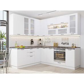 Модульный кухонный гарнитур Флэт Плюс-02 White In 2S/Белый 2340x1700/2400x600