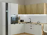 Модульный кухонный гарнитур Евро Лайн-04 Дуб песочный, Агат/Дуб Вотан 2140x1800/2150x600