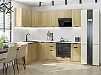 Модульный кухонный гарнитур Евро Лайн-05 Дуб песочный/Дуб Вотан 2140x1400/2400x600