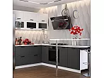 Кухонный гарнитур Монако Белый снег софт, Графит софт NEW/Белый 2140x1800/2500x600 (Антарес)