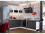 Кухонный гарнитур Монако Белый снег софт, Графит софт NEW/Белый 2140x1800/2500x600 (Антарес)