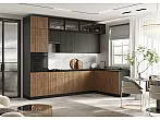 Кухонный гарнитур Оливия NEW Экзотическое дерево Амазония/Графит 2499x3000/1800x600 (Кастилло темный)