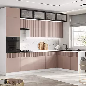 Кухня Оливия NEW 3,0х1,8м (490) (Шарли Pink, Белый (Антарес))