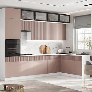 Кухонный гарнитур Оливия Шарли Pink/Белый 2500x3000x600 (Антарес)