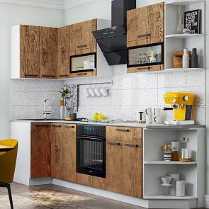 Кухонный гарнитур Техно экзотическое дерево амазония 2170x2700x600