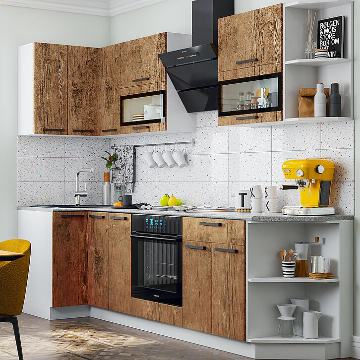 Кухня Техно 0927м 490 Компоновка 2 Экзотическое дерево Амазония Белый Антарес 41285₽