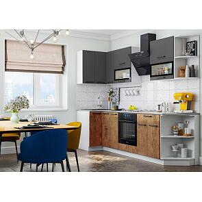 Кухонный гарнитур Техно графит софт new, экзотическое дерево амазония 2170x2700x600