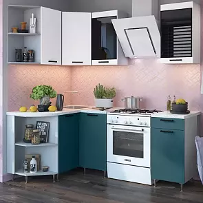 Кухонный гарнитур Техно Атлантик софт, Белый снег софт/Белый 2170x1400/1300x600 (Антарес)