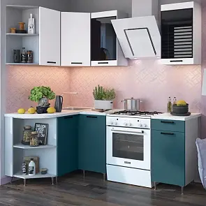 Кухонный гарнитур Техно Атлантик софт, Белый снег софт/Белый 2170x1400/1300x600 (Антарес)