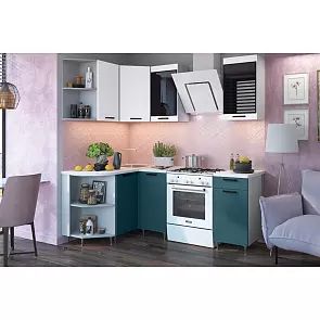 Кухня Техно 1,3*1,4м (490) Компоновка №3 (Белый снег софт/Атлантик софт, Белый (Антарес))