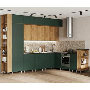 Кухня Техно-5 3,2*2,24м (490) (Дуб Крафт/Браш Мени Грин, Дуб Крафт (Кастилло темный))