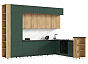 Кухонный гарнитур Техно-5 браш мени грин, дуб крафт 2500x3200/2240x600