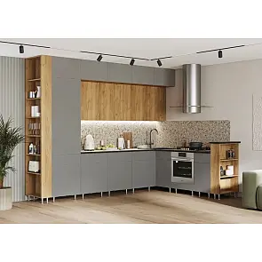 Кухонный гарнитур Техно-5 Дуб Крафт, Браш/Дуб Крафт 2500x3200/2240x600 (Кастилло темный)