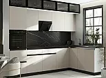 Кухонный гарнитур Техно-6 Кашемир/Белый 2580x3000/1800x600 (Кастилло темный)