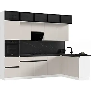 Кухонный гарнитур Техно-6 Кашемир/Белый 2580x3000/1800x600 (Кастилло темный)