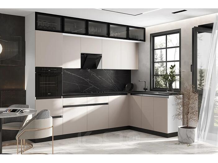 Кухня Техно-6 3,0х1,8м (Кашемир, Белый (Кастилло темный))