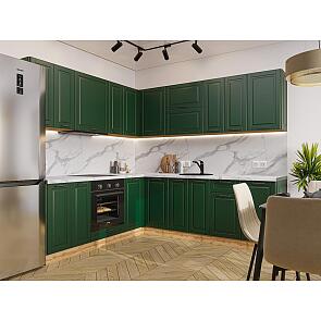 Модульный кухонный гарнитур Дублин-02 Special Green/Дуб Вотан 2140x2200/2400x600