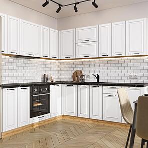 Модульный кухонный гарнитур Дублин-02 Special White/Дуб Вотан 2140x2200/2400x600
